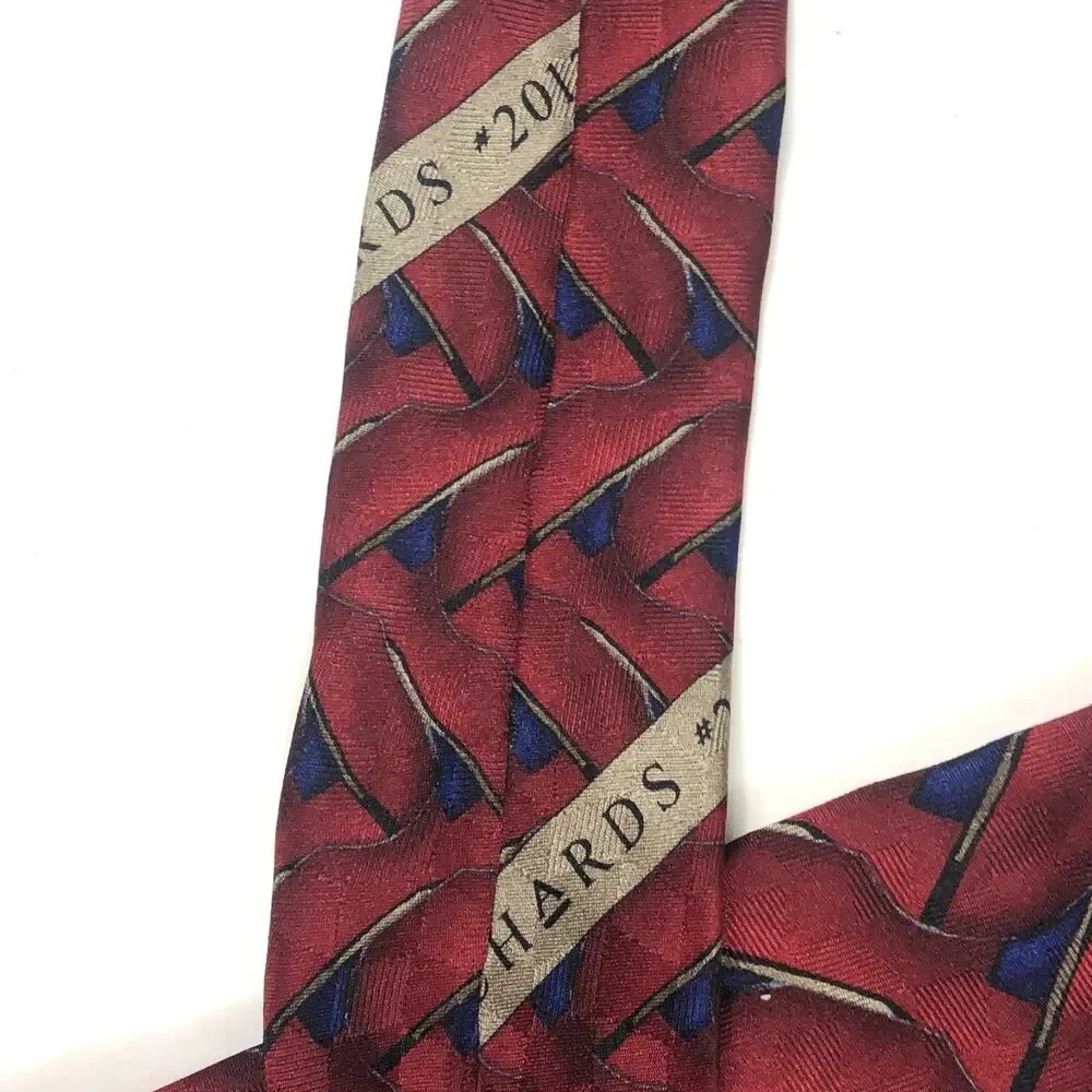 J.Z. Richards Parisian Silk Tie Geometric Foulard Hand Made USA Burgundy